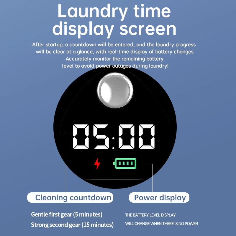 Mi Portable Wireless Washing Machine – 1.5L Mini Underwear & Socks Cleaner with LED Bucket