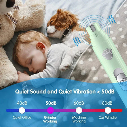 Electric Dog Nail Grinder & Pet Nail Clipper – USB Rechargeable Painless Nail Trimmer with Polisher Wheel for Small & Large Pets