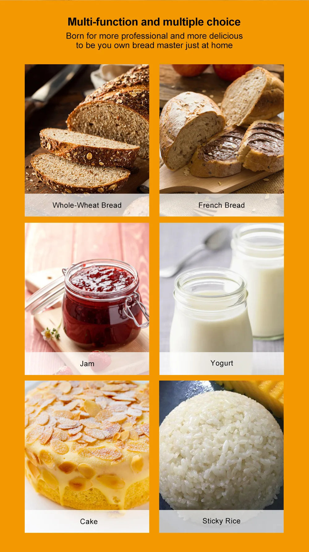 Multi-Functional Automatic Bread Maker – 17 Menus, Dough Mixing, Fermentation, Timer & Keep Warm