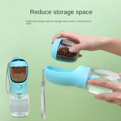 Portable Dog & Cat Water Bottle with Food Container – Leak-Proof Pet Water Dispenser for Outdoor Travel