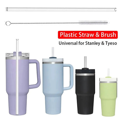 9mm Replacement Drinking Straws – Straight Vacuum Tumbler & Thermos Bottle Straws with Cleaning Brush, Fits Stanley 18–40oz