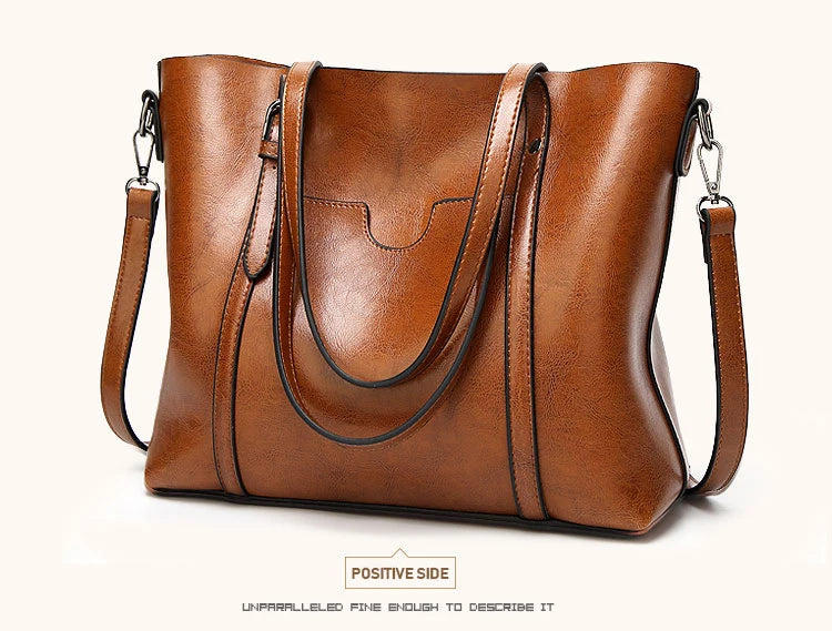 Vintage Oil Wax Leather Shoulder Bag for Women – High-Quality Designer Handbag Tote & Crossbody Satchel