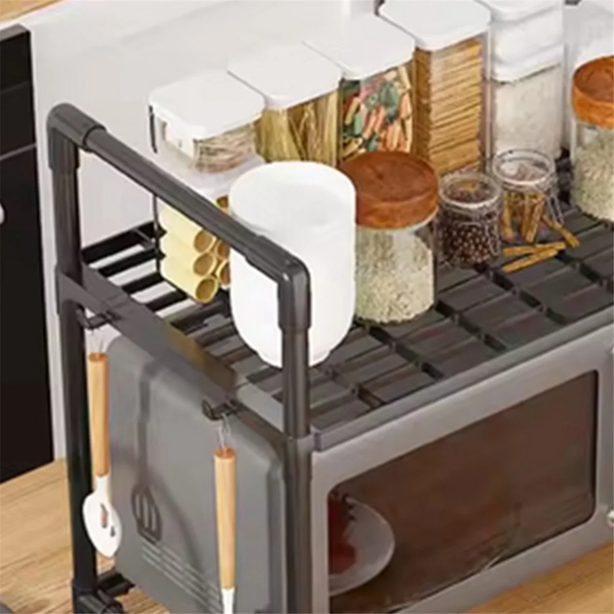 RALCA-Kitchen Storage Rack Multi-Layer Microwave Rack Adjustable Standing Countertop Condiment Oven Shelf Kitchen Accessorie