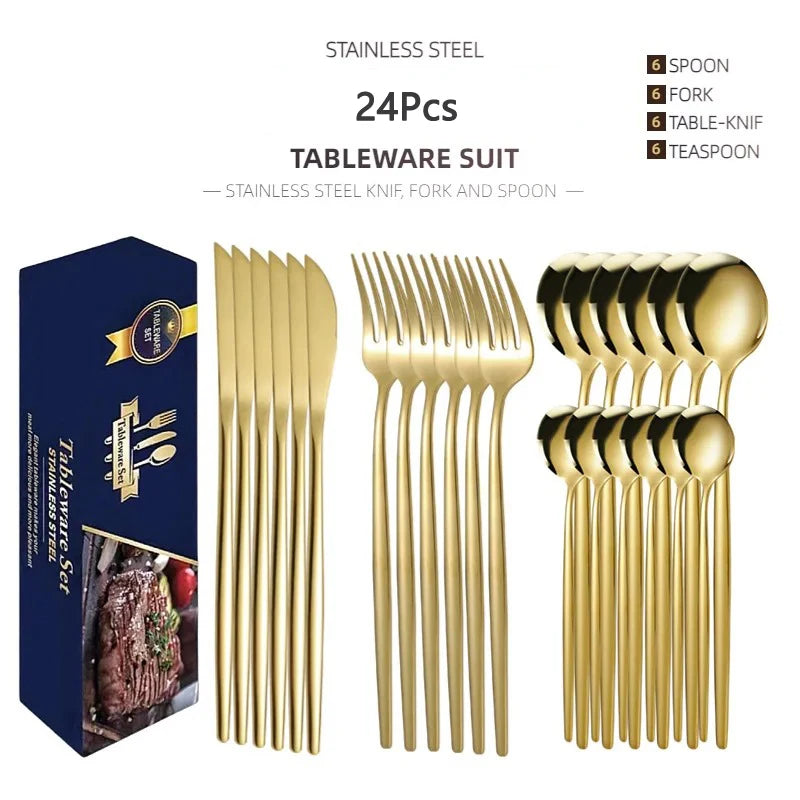 Kitchen Cutlery Sets Stainless Flatware Mirror Polished Design for Parties Birthdays Weddings Can give to Friends and Relatives