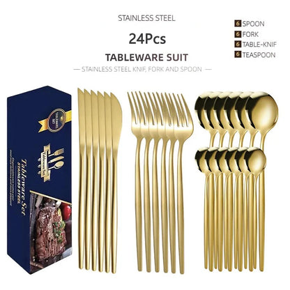 Kitchen Cutlery Sets Stainless Flatware Mirror Polished Design for Parties Birthdays Weddings Can give to Friends and Relatives