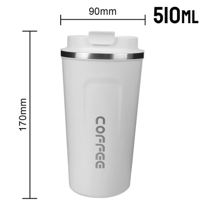 Car Coffee Mug - 380ml & 510ml Leak-Proof Thermos Travel Cup, Double-Wall Stainless Steel Vacuum Mug