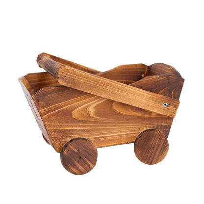 Wooden Wheelbarrow Flowerpot – Rustic Succulent Planter, Mini Garden Decor for Home Bedroom Window Shelf