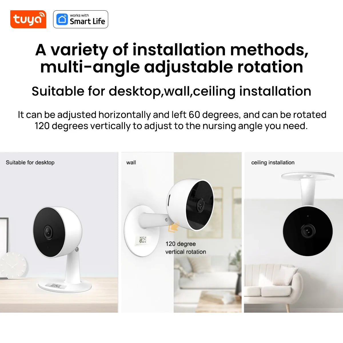 Tuya Smart 1080P Wi-Fi Security Camera – 2MP HD Indoor Camera with Motion Tracking, Real-Time App Alerts & Two-Way Audio for Baby & Pet Monitoring