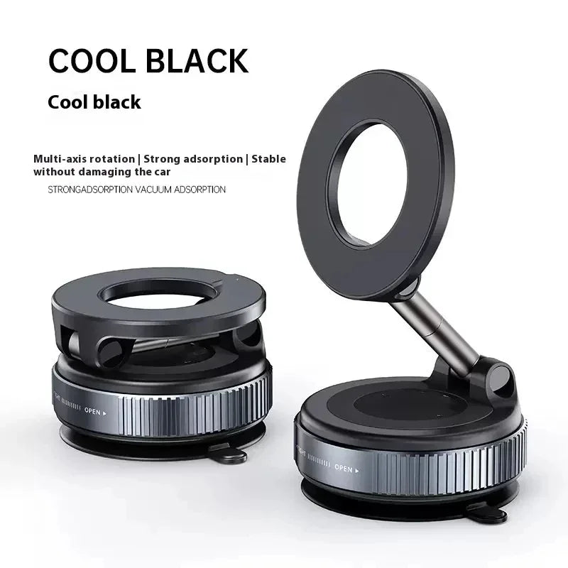 Strong Magnetic Phone Holder with Vacuum Mount – Foldable 360° Adjustable for Car, Desk & Bathroom