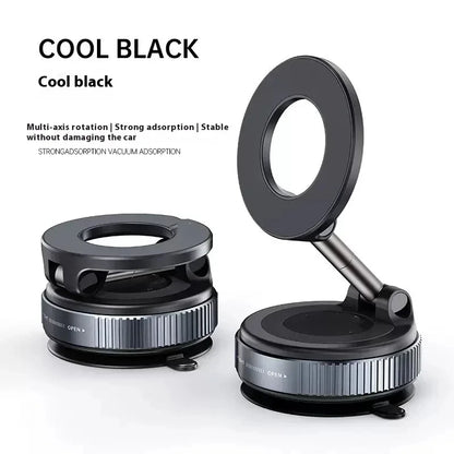 Strong Magnetic Phone Holder with Vacuum Mount – Foldable 360° Adjustable for Car, Desk & Bathroom