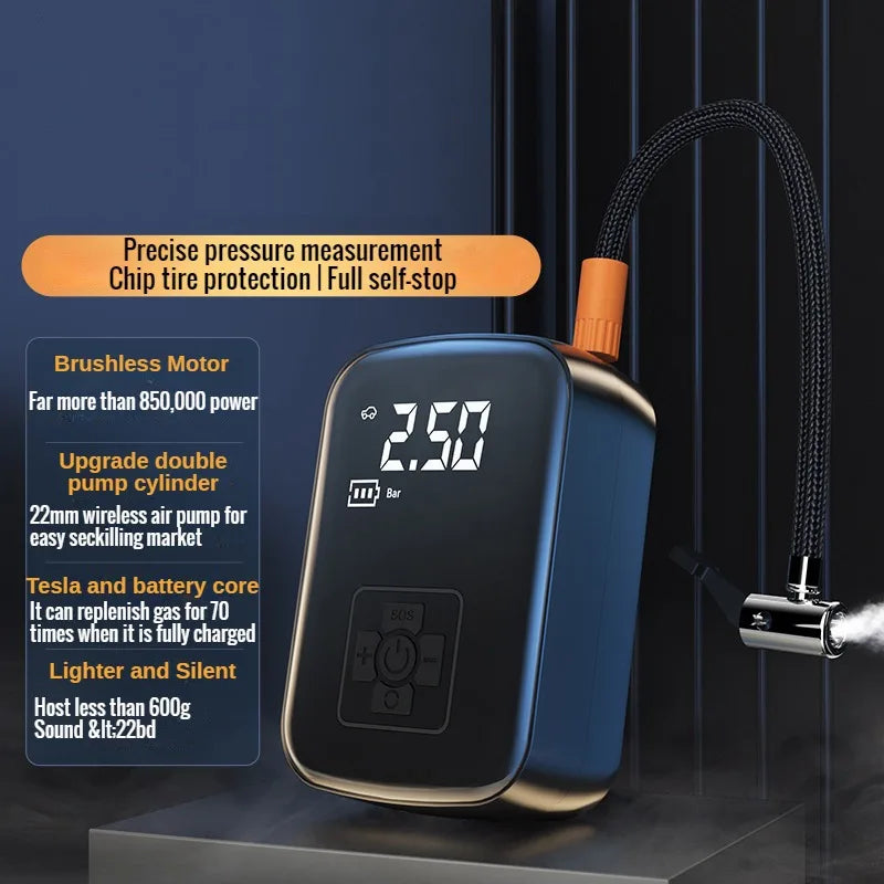 12V Wireless Portable Car Air Pump – Electric Tire Inflator for Car, Motorcycle, Bicycle & Sports Balls, 150 PSI