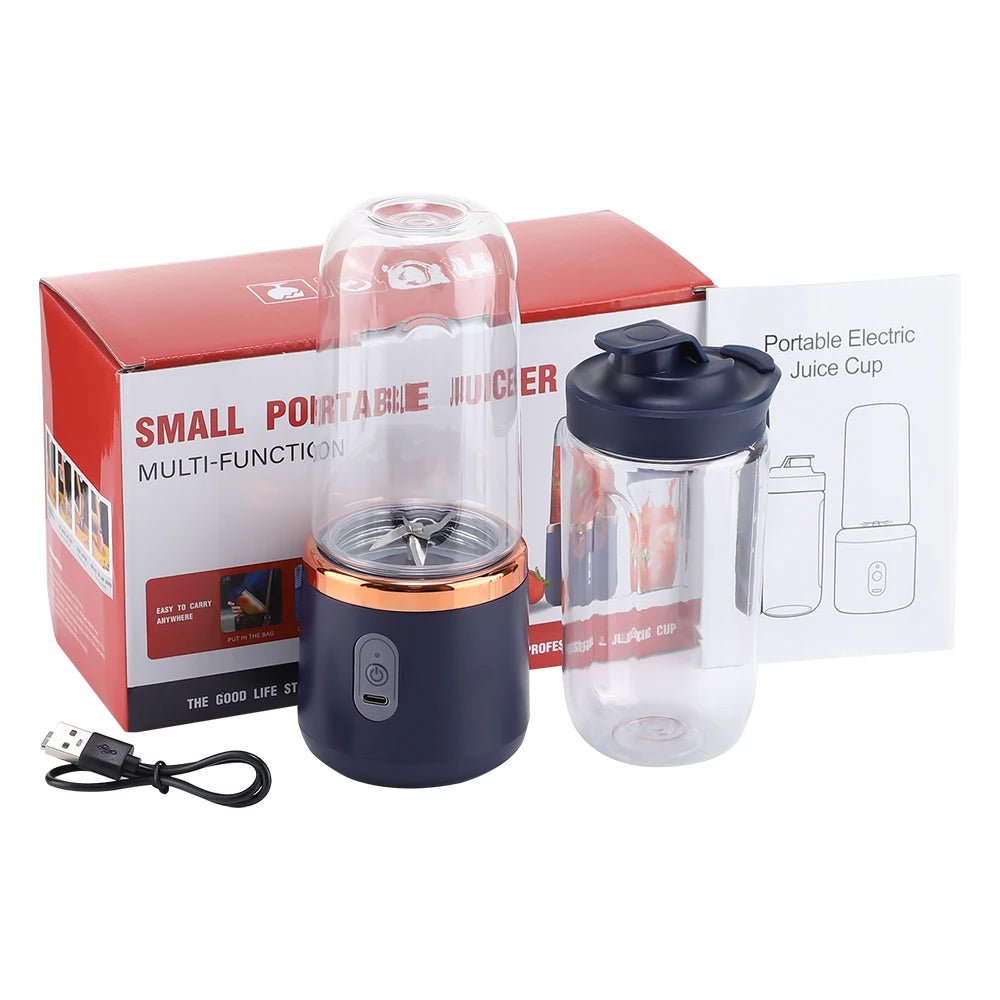 Portable Electric Juicer Cup with 6 Blades – USB Rechargeable Personal Blender for Travel & Smoothies