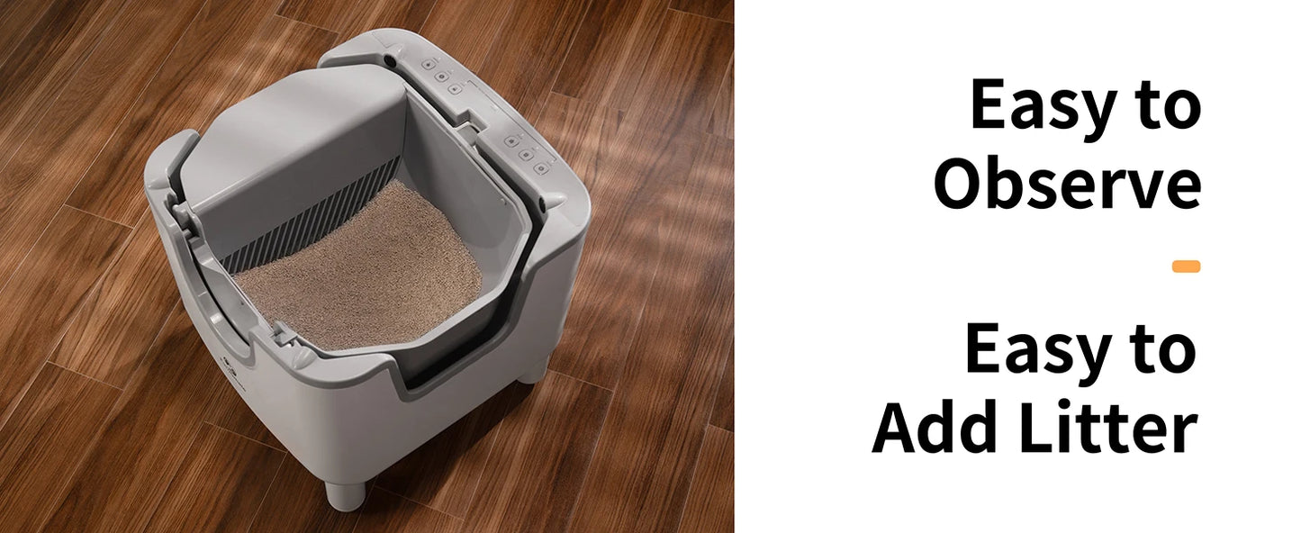 F6 Self-Cleaning Automatic Cat Litter Box – Open-Top Smart Design with Odor Control & Safety Protection