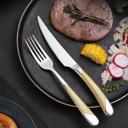 Kitchen Tableware Cutlery Set  Cutlery Set Stainless Steel Luxury Dinnerware Fork Spoon Knife Western Dinner Set Gold