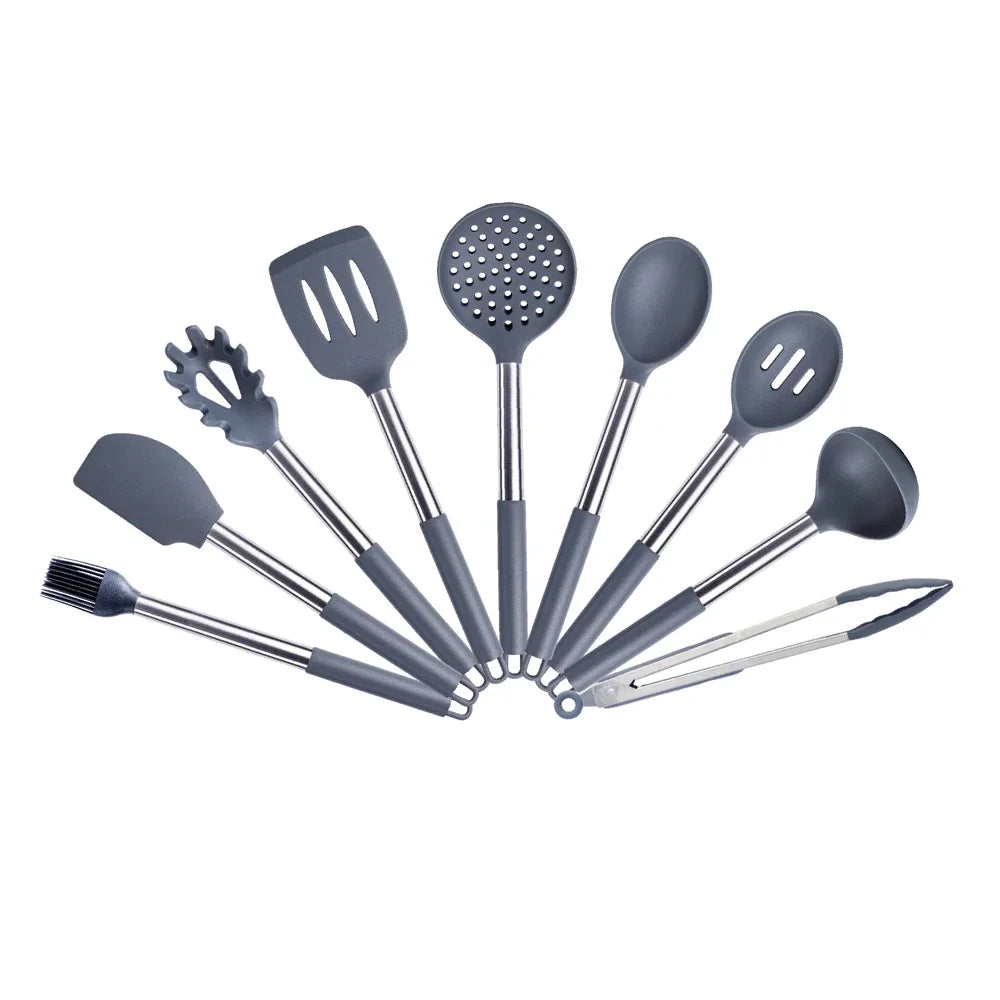 Quality Silicone Utensils Set Kitchen Cooking Tools Non Stick Kitchenware Accessories Heat Resistant Spatula Spoon Kit