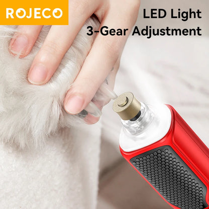 Pet Electric Nail Grinder  – Rechargeable Dog & Cat Nail Clipper with LED Light, 7-Speed Adjustable Paw Grooming Tool