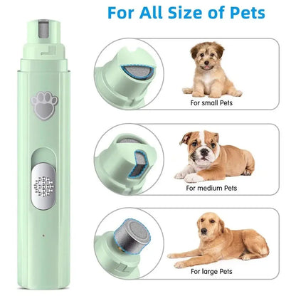 Electric Dog Nail Grinder & Pet Nail Clipper – USB Rechargeable Painless Nail Trimmer with Polisher Wheel for Small & Large Pets