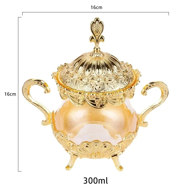 Kitchen Supplies Seasoning Jar Glass Alloy Coffee Sugar Bowl with Spoon Spice Box  Salt and Pepper Set  Seasoning Organizer