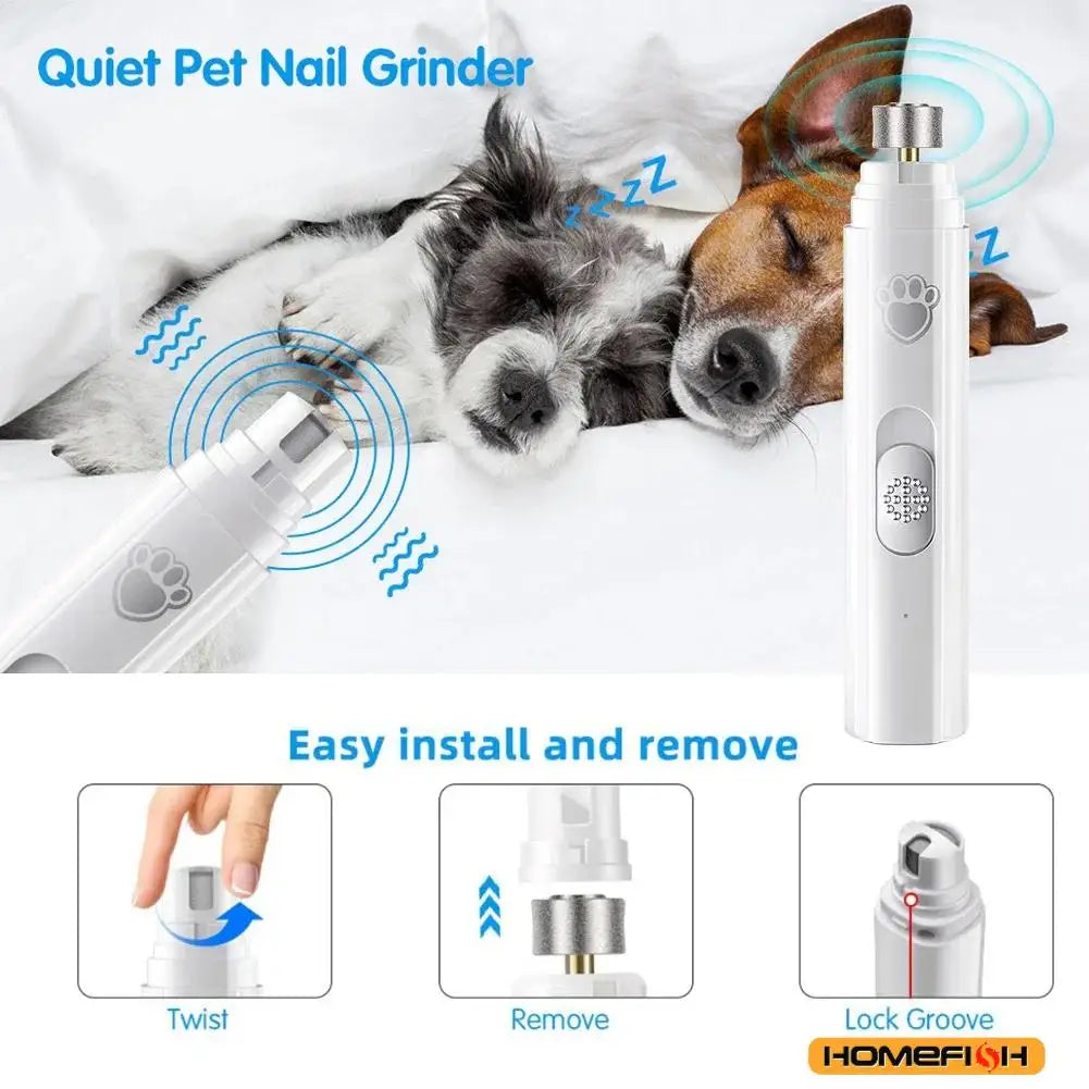 Electric Dog Nail Grinder & Pet Nail Clipper – USB Rechargeable Painless Nail Trimmer with Polisher Wheel for Small & Large Pets