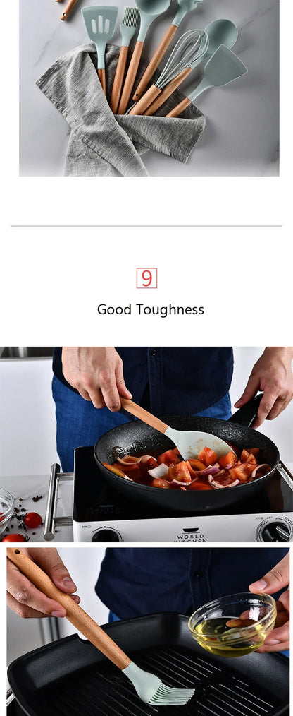 Cooking Utensils Set, Heat Resistant, Non - Stick, Baking Tool Kit, Kitchen Accessories, Silicone Kitchenware