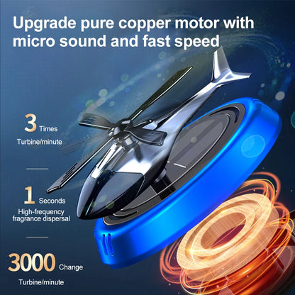 Solar-Powered Rotating Helicopter Car Air Freshener – Alloy & ABS Wooden Aromatherapy Diffuser