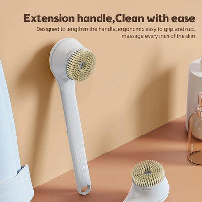 Electric Shower Brush – Rechargeable IPX7 Waterproof, 3-Speed 6-in-1 Wireless Body Scrubber