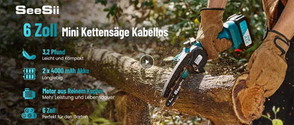 SEESII 6″ Cordless Mini Chainsaw – 15.2cm Rechargeable Electric Pruning Saw, Compatible with Makita 18V Battery