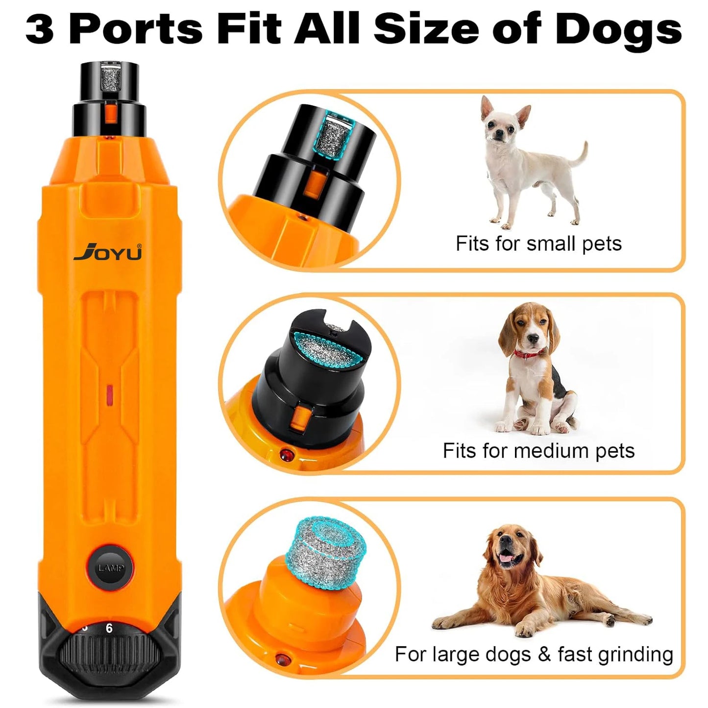6-Speed Electric Dog Nail Grinder – Super Quiet Rechargeable Pet Nail Trimmer