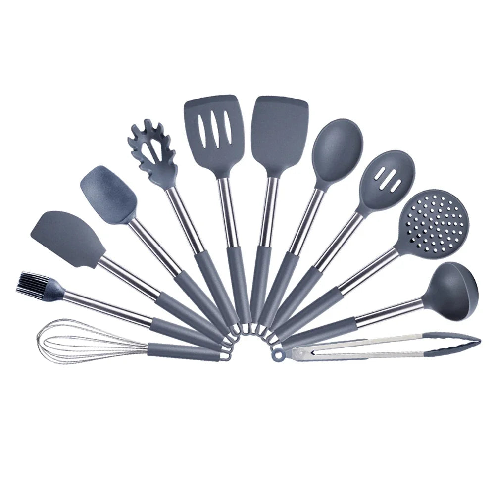 Quality Silicone Utensils Set Kitchen Cooking Tools Non Stick Kitchenware Accessories Heat Resistant Spatula Spoon Kit