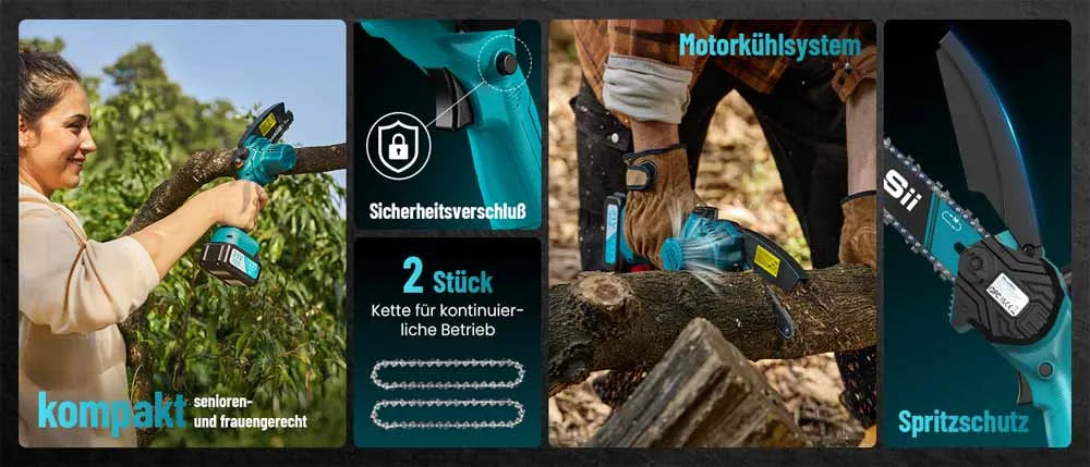 SEESII 6″ Cordless Mini Chainsaw – 15.2cm Rechargeable Electric Pruning Saw, Compatible with Makita 18V Battery