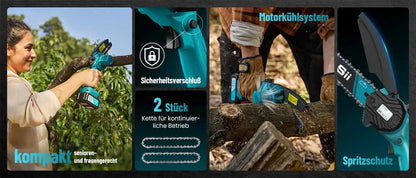 SEESII 6″ Cordless Mini Chainsaw – 15.2cm Rechargeable Electric Pruning Saw, Compatible with Makita 18V Battery