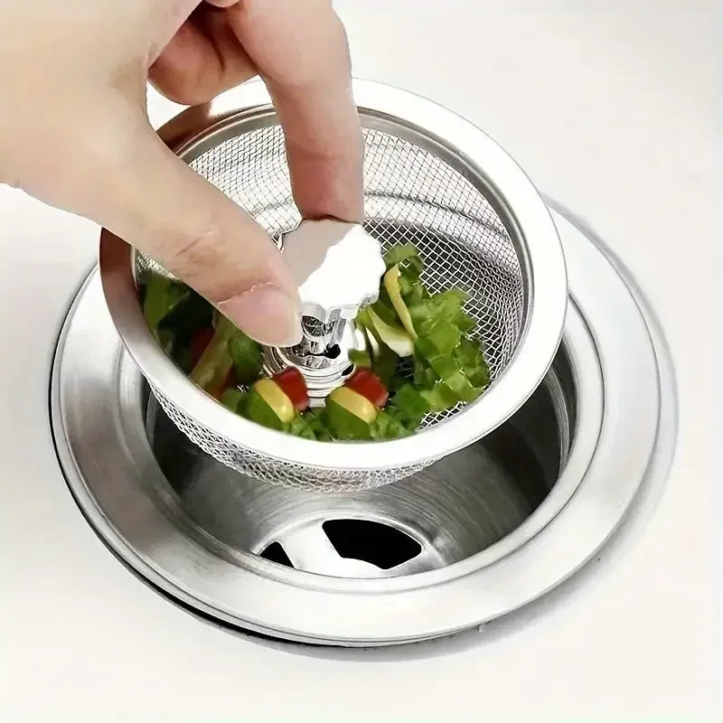 2-Piece Kitchen Sink Strainer Set – Stainless Steel Mesh Drain Basket with Handle & Stopper