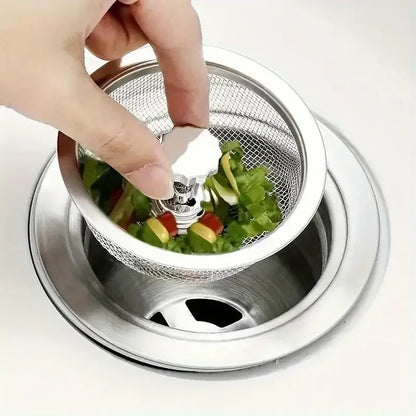 2-Piece Kitchen Sink Strainer Set – Stainless Steel Mesh Drain Basket with Handle & Stopper