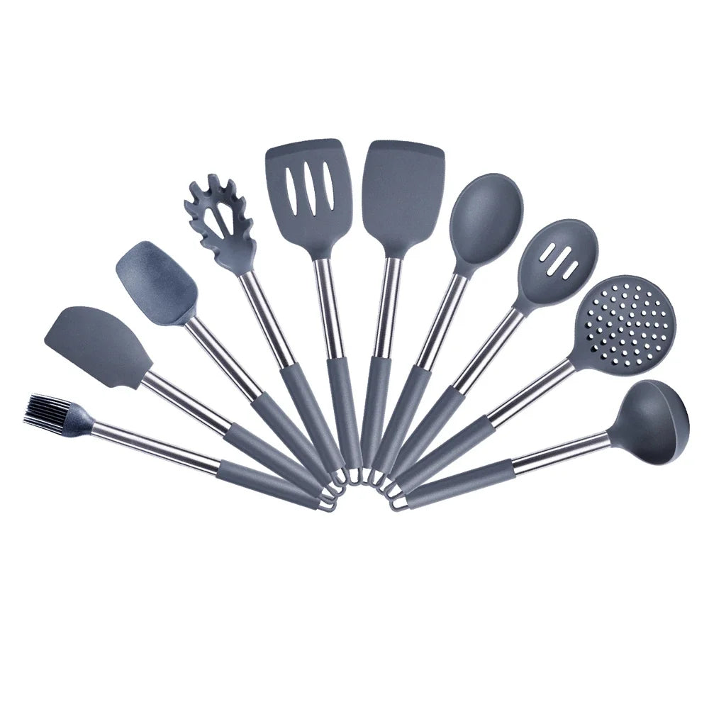 Quality Silicone Utensils Set Kitchen Cooking Tools Non Stick Kitchenware Accessories Heat Resistant Spatula Spoon Kit