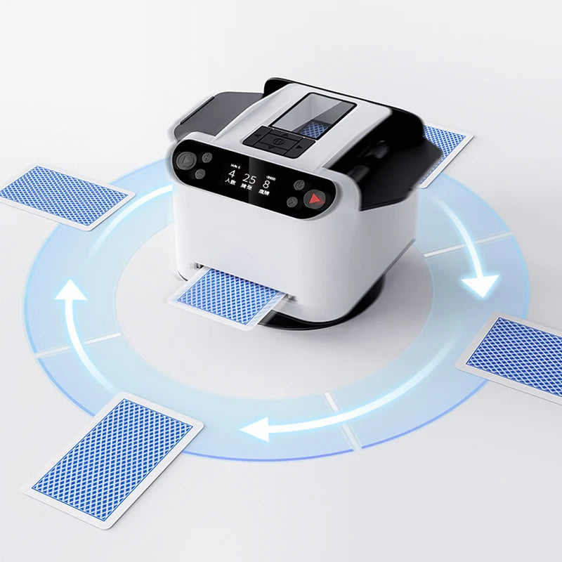Fully Automatic Card Shuffler Poker Playing Cards Dispenser OLED LCD Display Electric Card Shuffling Dealing Machine