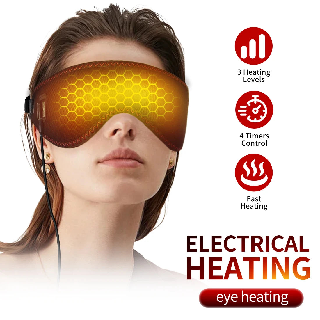 Heated Eye Mask for Dry Eyes – Warm & Hot Compress with 3 Heat Levels for Sleep & Dark Circles