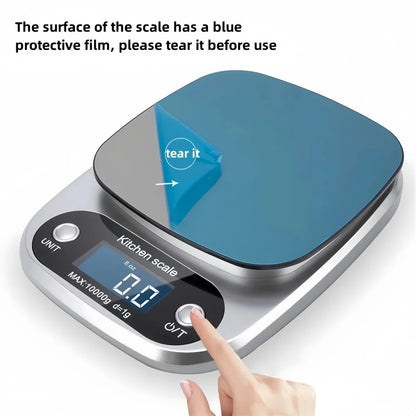 Digital Kitchen Scale 10kg/1g – Stainless Steel LCD Electronic Food Scale for Baking, Coffee & Jewelry