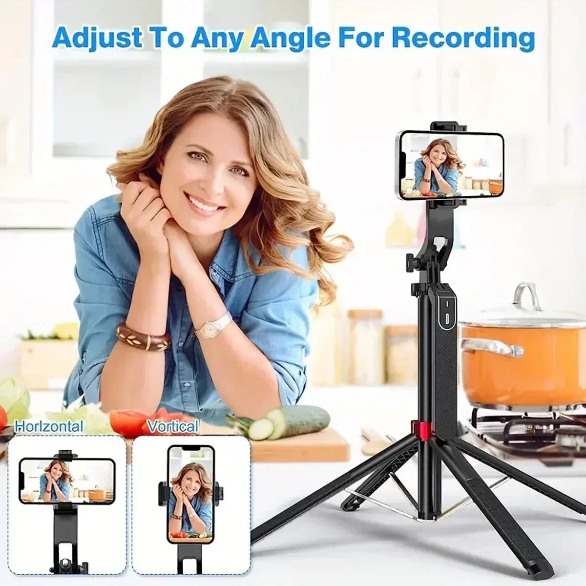 360° Rotating Portable Camera Tripod – Wireless Remote for Video Recording, Live Streaming & Vlogging