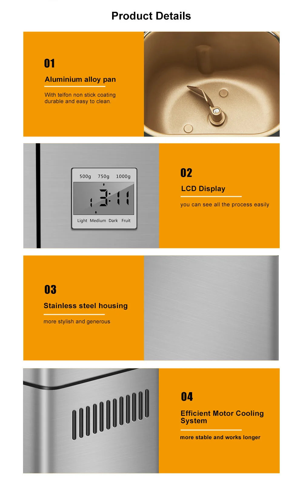 Multi-Functional Automatic Bread Maker – 17 Menus, Dough Mixing, Fermentation, Timer & Keep Warm