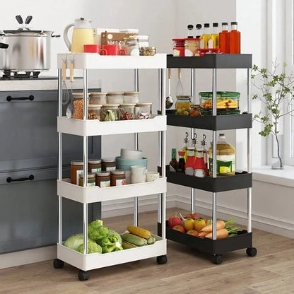 1pcs 3/4-Tier Rolling Utility Cart – Slim Movable Storage Rack & Organizer Shelf for Kitchen, Bathroom, Living Room