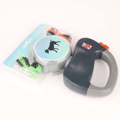 Dual Dog Retractable Leash for 2 Dogs – 10ft Auto-Untangle Reflective Leads, 50lbs Per Dog, Color-Coded Control