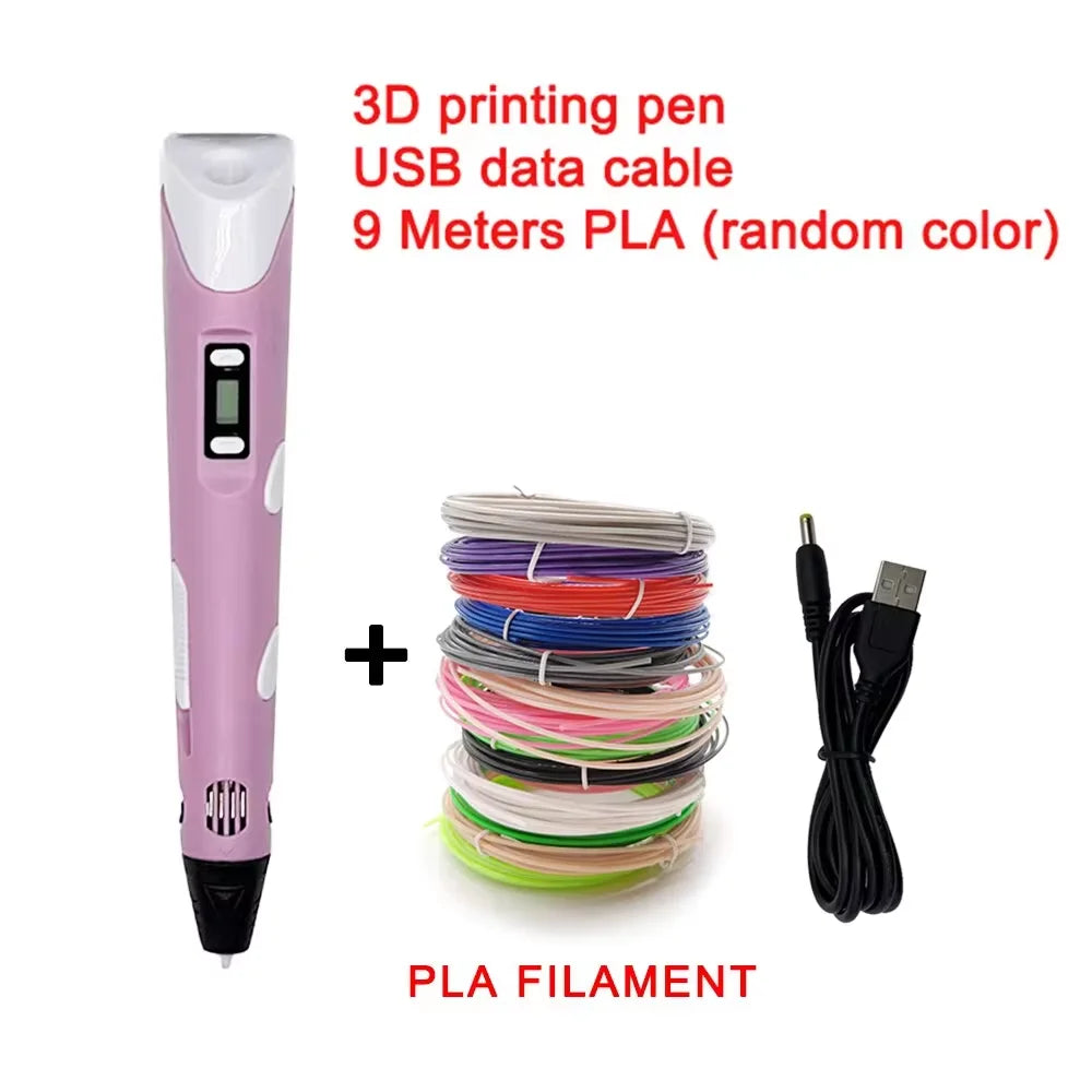 3D Printing Pen with 9M PLA Filament – High-Temperature 3D Drawing & Graffiti Tool for Kids, Creative Toy Gift