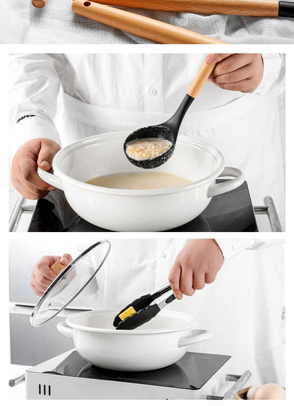 Silicone Kitchen Utensil Set BPA Free Kitchen Cooking Baking Tools Set Kitchen Accessories Gadgets Kitchenware With Container N.