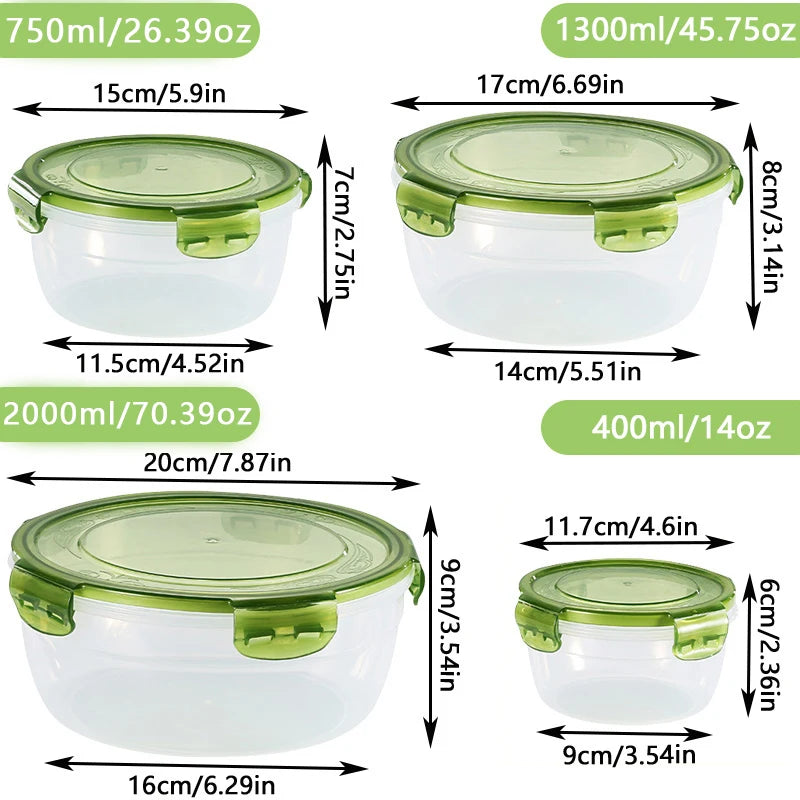 Kitchen plastic stall sealed box, food-grade microwave oven heating lunch box, refrigerator storage round set, fresh-keeping box