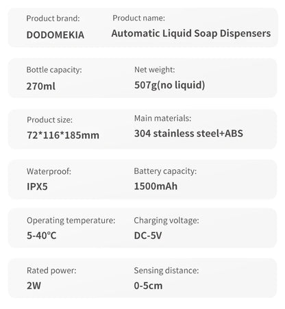 Automatic Touchless Soap Dispenser – Smart Sensor Kitchen & Bathroom Soap Machine, 304 Stainless Steel