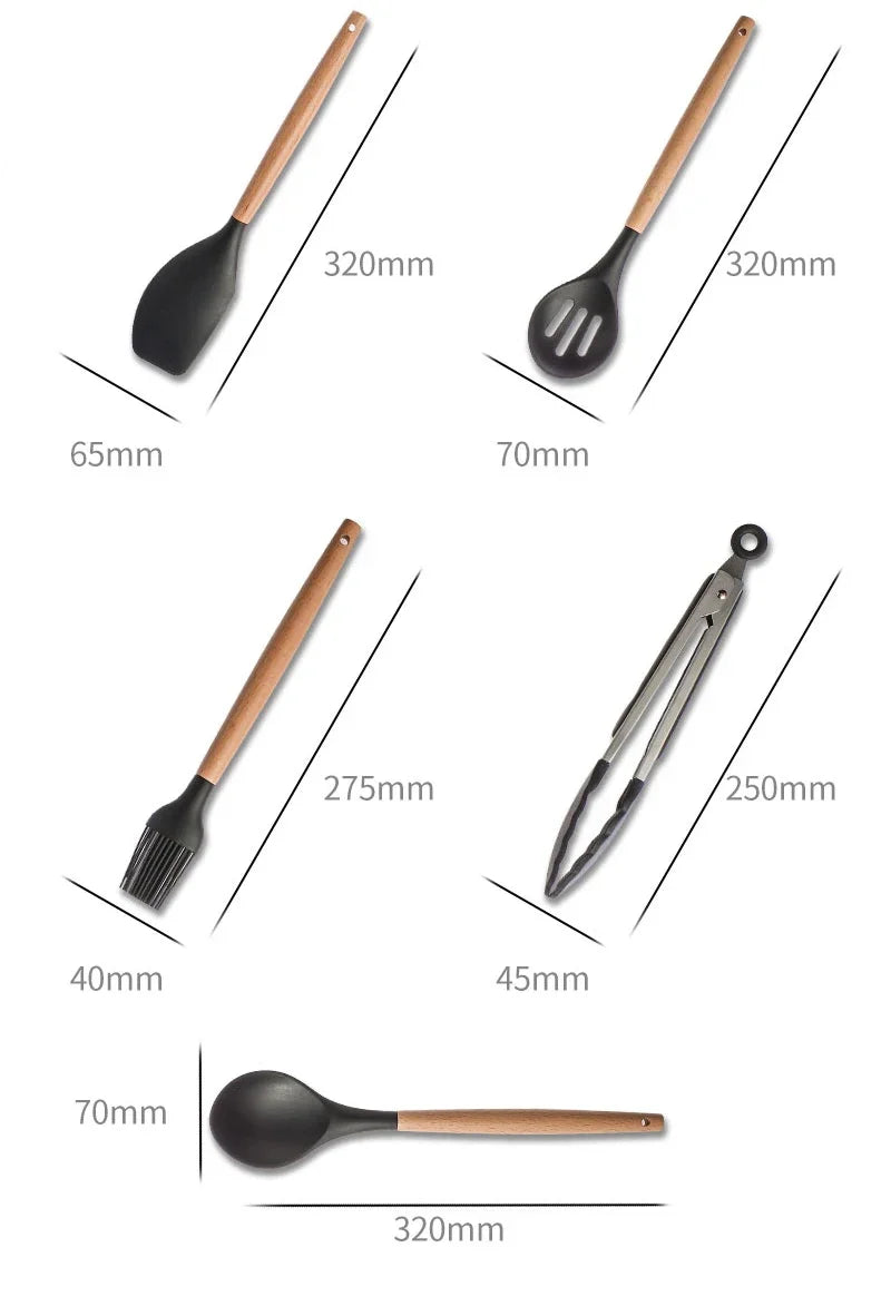 Kitchen Utensil Set Silicone BPA Free Kitchen Cooking Baking Tools Set Kitchen Accessories Gadgets Kitchenware With Container N.