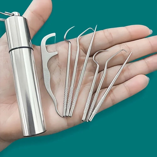 Reusable Stainless Steel Toothpicks – Portable Teeth Cleaner & Oral Care Tool