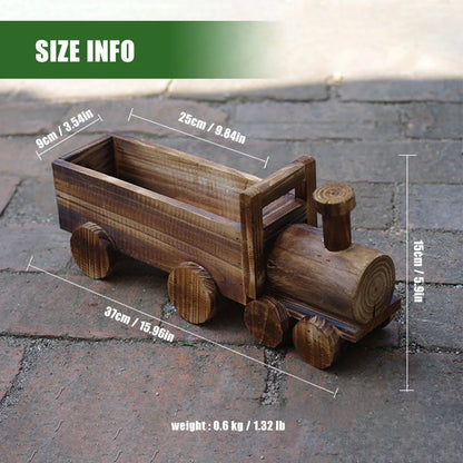 Wooden Wheelbarrow Flowerpot – Rustic Succulent Planter, Mini Garden Decor for Home Bedroom Window Shelf