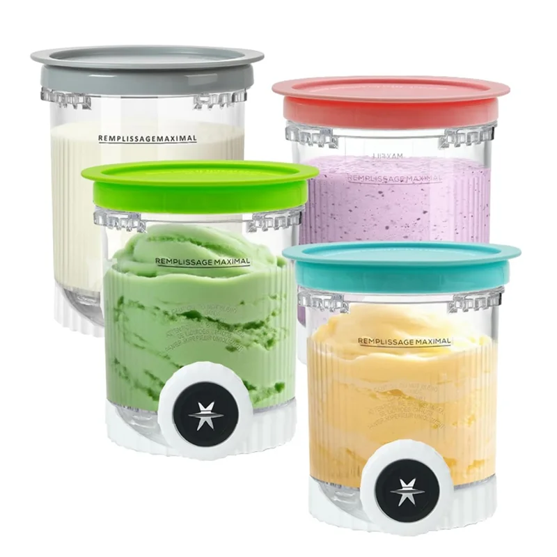 Cream Pints & Lids 4-Pack – Replacement Containers for NC700 Series Ninja Swirl Ice Cream & Soft Serve Makers