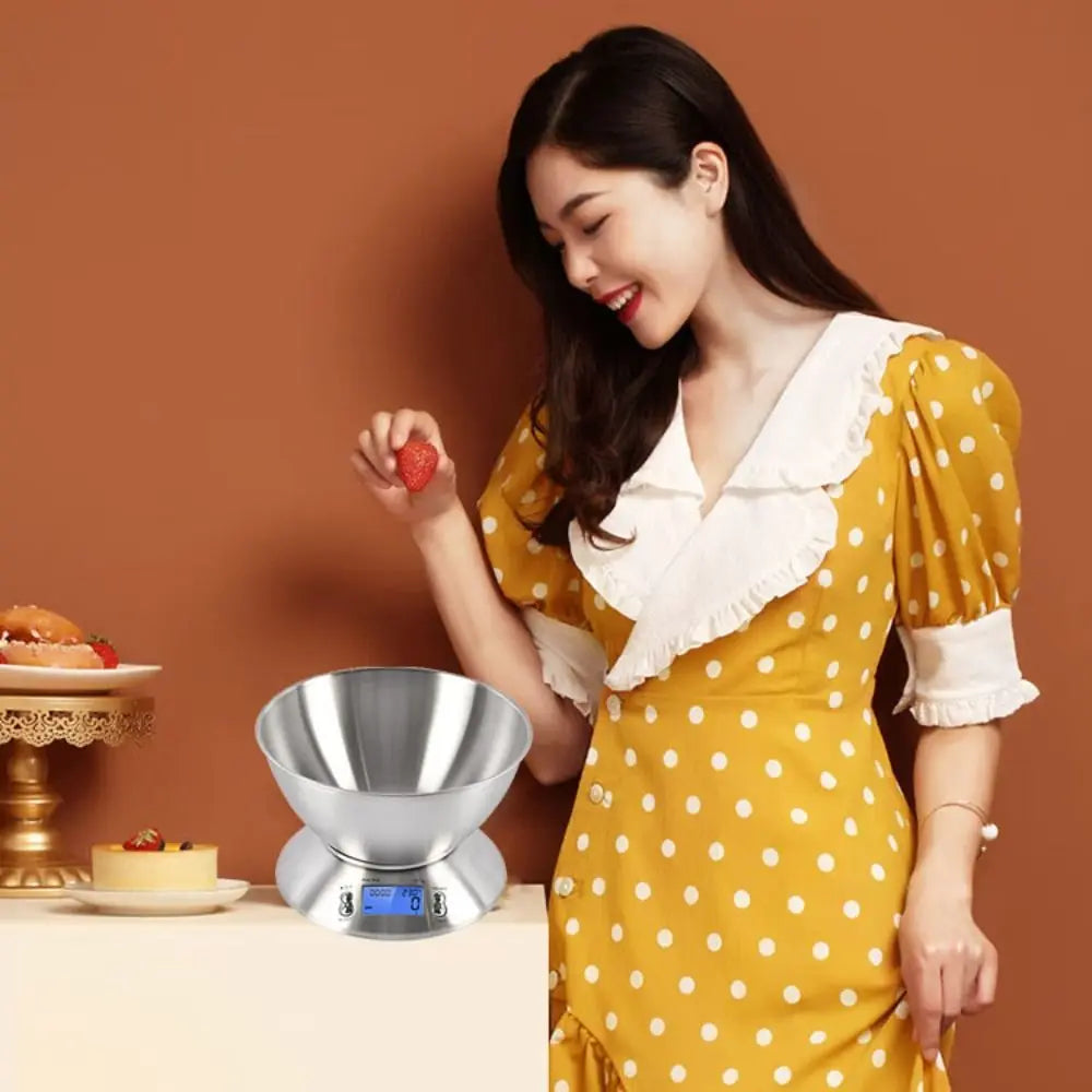 Kitchen Weight Tool Digital Kitchen Scale Stainless Steel LCD Screen Baking Scale High Accuracy 5000g/1g Cooking Scale Vegetable
